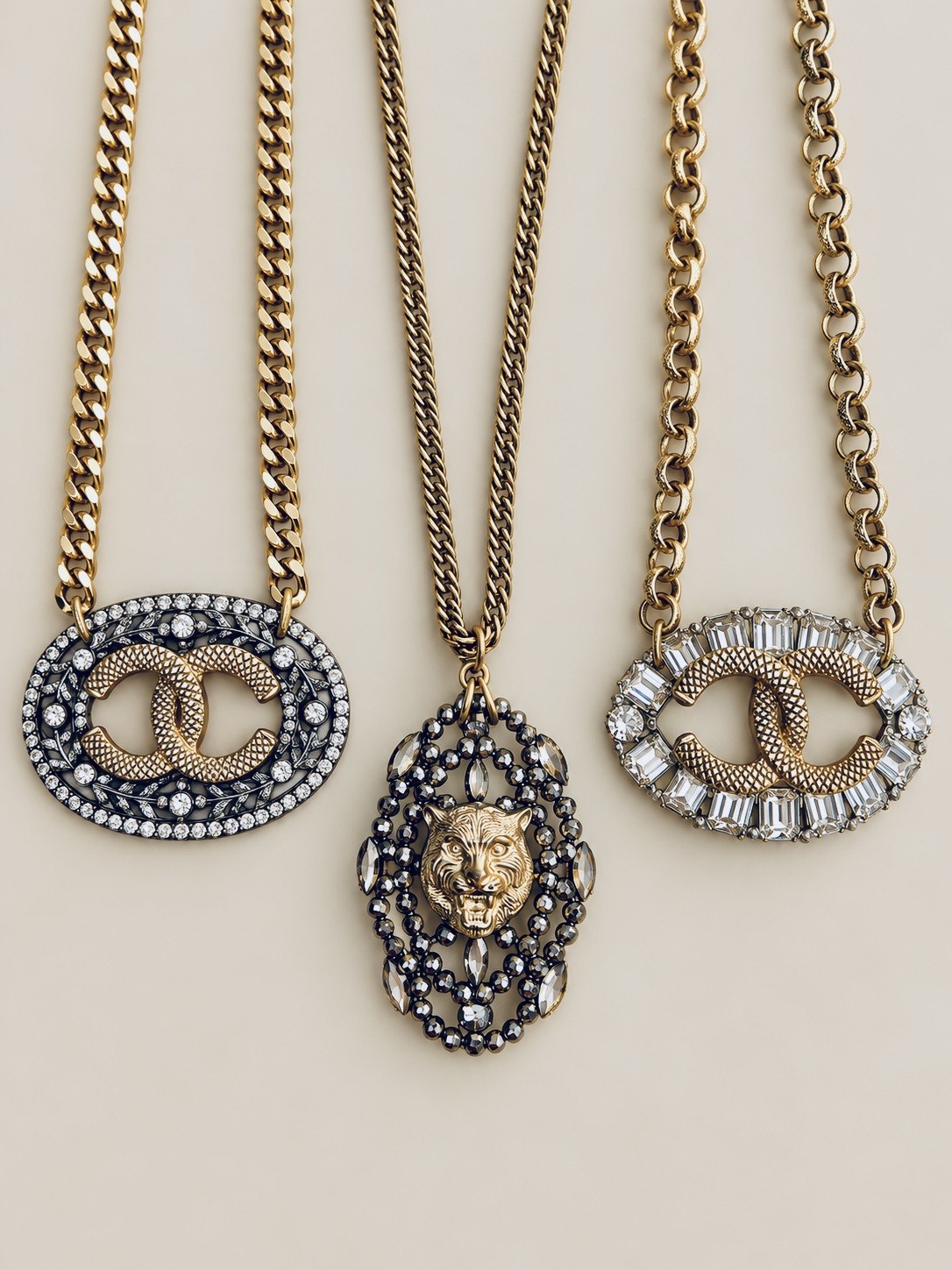 Vintage French interlocking buckle statement necklaces
