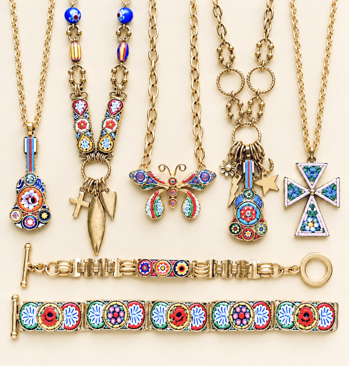 Italian micro mosaic necklaces and bracelets